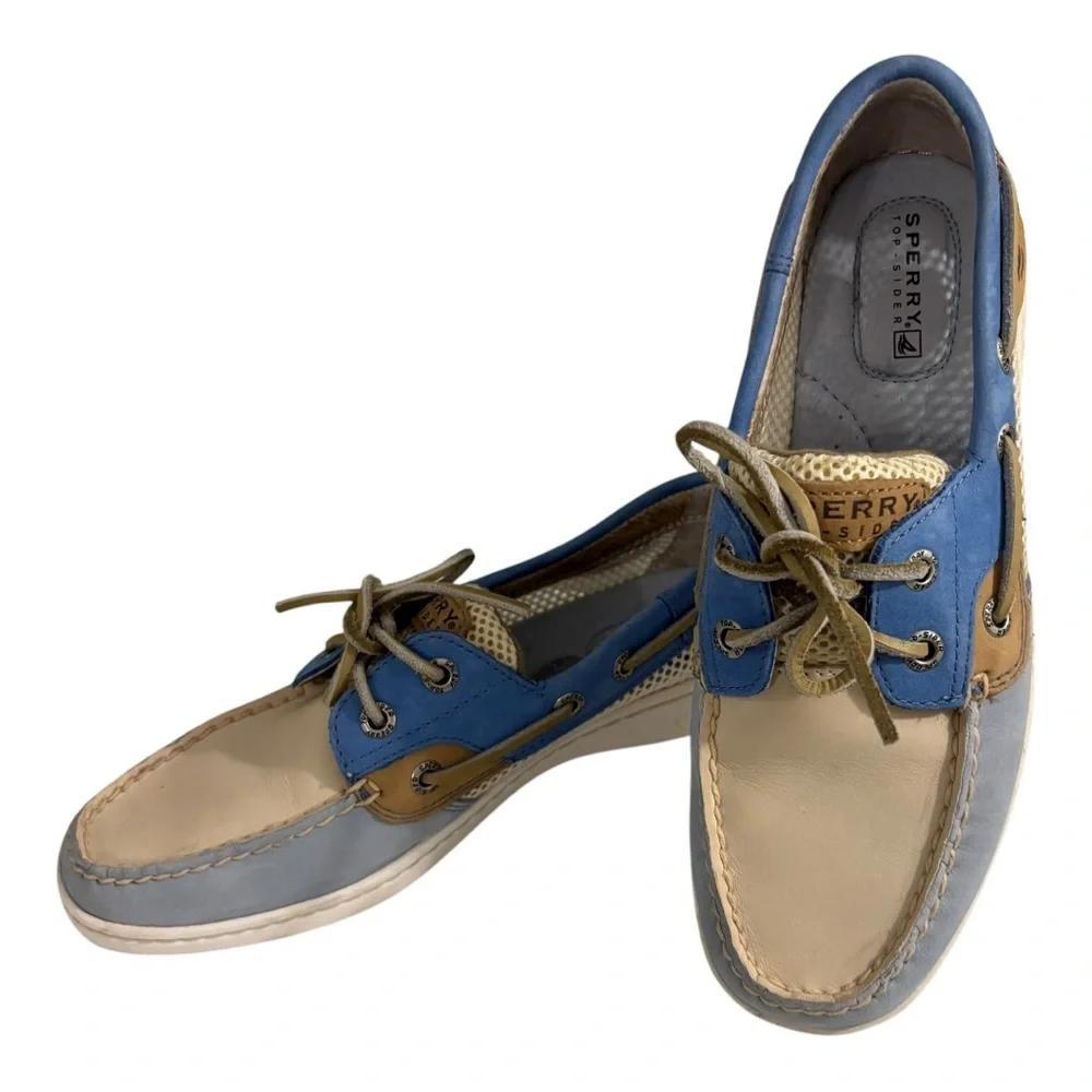 Sperry Topsider Leather Light Blue Preppy Nautical Old Money Boat Casual Shoe 6 - Picture 10 of 12
